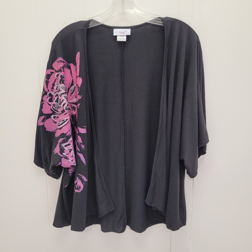 Loop 18 Floral Open Front Dolman Sleeve Cardigan
